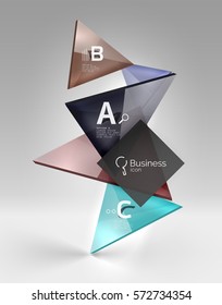 3d triangle modern composition. Vector template background for workflow layout, diagram, number options or web design
