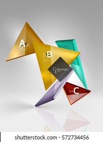 3d triangle modern composition. Vector template background for workflow layout, diagram, number options or web design