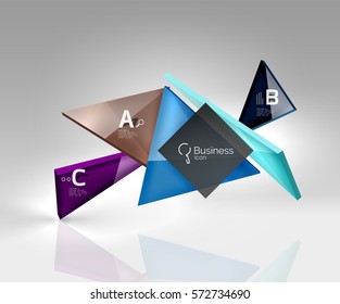 3d triangle modern composition. Vector template background for workflow layout, diagram, number options or web design