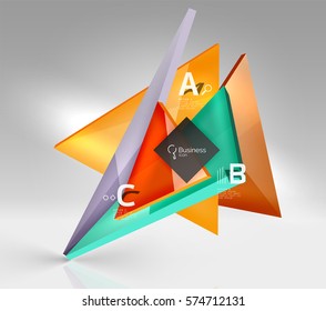 3d triangle modern composition. Vector template background for workflow layout, diagram, number options or web design