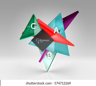 3d triângulo composição moderna. Plano de fundo de modelo de vetor para layout de fluxo de trabalho, diagrama, opções de número ou design da Web