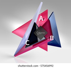3d triangle modern composition. Vector template background for workflow layout, diagram, number options or web design