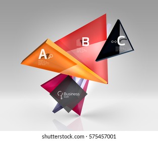 3d triangle modern composition. Vector template background for workflow layout, diagram, number options or web design