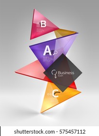 3d triangle modern composition. Vector template background for workflow layout, diagram, number options or web design