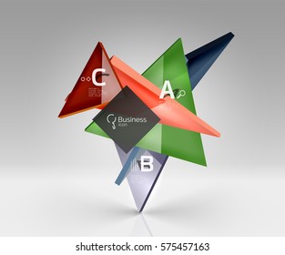 3d triangle modern composition. Vector template background for workflow layout, diagram, number options or web design