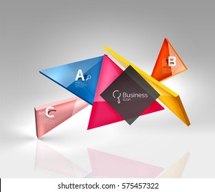 3d triangle modern composition. Vector template background for workflow layout, diagram, number options or web design