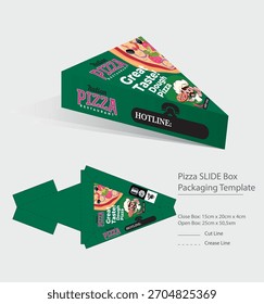 Plantilla de empaquetado de la caja de la diapositiva de la pizza del triángulo 3D