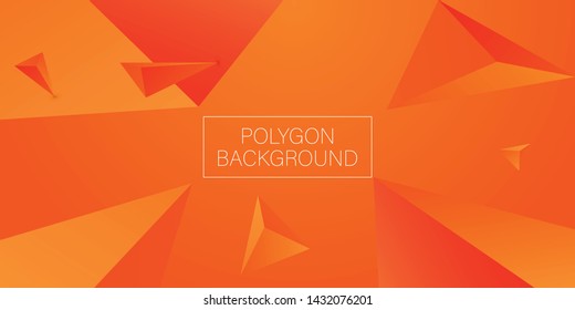 3d triangle polygon orange background