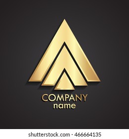 3d triangle shape abstract gold logo