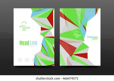 3d triangle shapes. Business annual report cover. A4 size presentation flyer or corporate correspondence report