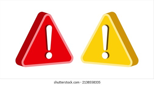 3D triangle warning danger mark icon sign design vector illustration. yellow red colors.