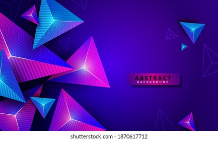 Triángulos 3D fondo abstracto azul y rosa. Plantilla de diseño moderno para web, fondo de pantalla, banner, portada, presentación. Ilustración del vector
