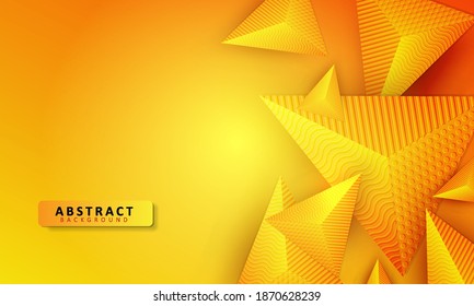 3D Triangles abstract yellow background. Modern design template for  web, wallpaper, banner, cover, presentation. Vector illustration