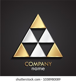 3d triangles design silver golden logo