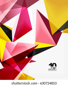 3d triángulos de fondo abstracto vector geométrico. Ilustración moderna vacía para su mensaje, slogan de texto o fondo de pantalla