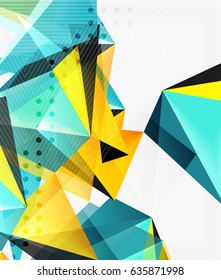 3d triangles geometric vector abstract background. Empty modern illustration for your message, text slogan or presentation wallpaper