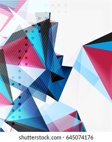 3d triangles geometric vector abstract background. Empty modern illustration for your message, text slogan or presentation wallpaper