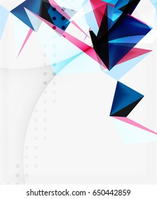 3d triangles geometric vector abstract background. Empty modern illustration for your message, text slogan or presentation wallpaper