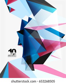 3d triangles geometric vector abstract background. Empty modern illustration for your message, text slogan or presentation wallpaper