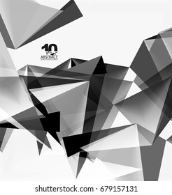 3d triangles geometric vector abstract background. Empty modern illustration for your message, text slogan or presentation wallpaper