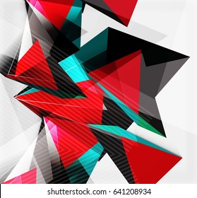 3D-Dreiecke und Pyramiden, abstrakter, geometrischer Vektorhintergrund