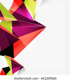 Triângulos 3d e pirâmides, fundo vetorial geométrico abstrato