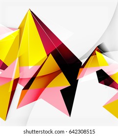 3d triangles and pyramids, abstract geometric vector background