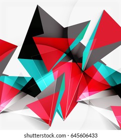 3d triangles and pyramids, abstract geometric vector background