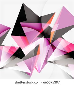 Triângulos 3d e pirâmides, fundo vetorial geométrico abstrato