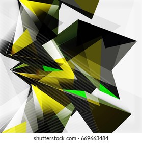 3d triangles and pyramids, abstract geometric vector background