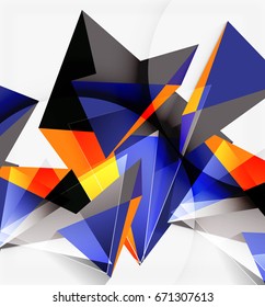 3d triangles and pyramids, abstract geometric vector background