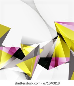 3d triangles and pyramids, abstract geometric vector background