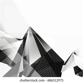 3d triangles and pyramids, abstract geometric vector background