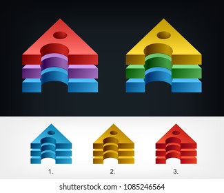 3-D Triangular letter A stylized vector template design emblem logo, Business technology universal idea, Vector illustration