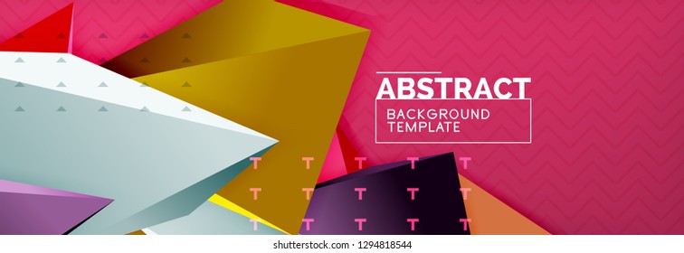 3d triangular shapes geometric background. Origami style pattern with triange shapes for decorative design. Poster design. Line design. Modern presentation vector template