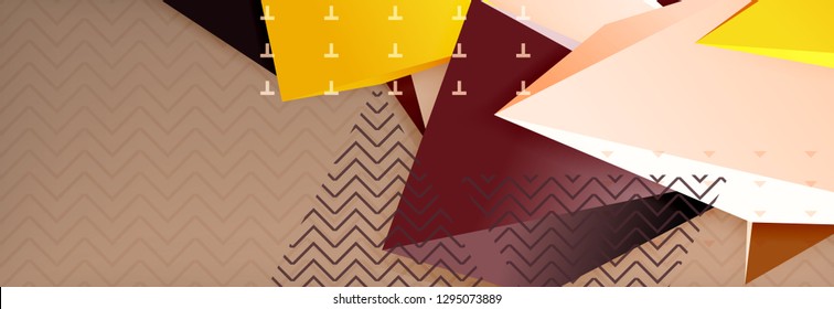 3d triangular shapes geometric background. Origami style pattern with triange shapes for decorative design. Poster design. Line design. Modern presentation vector template