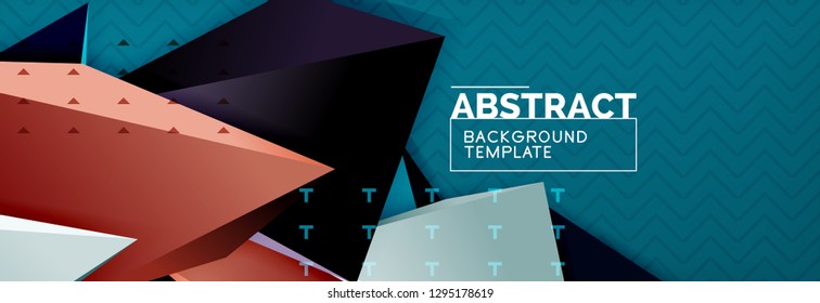 3d triangular shapes geometric background. Origami style pattern with triange shapes for decorative design. Poster design. Line design. Modern presentation vector template