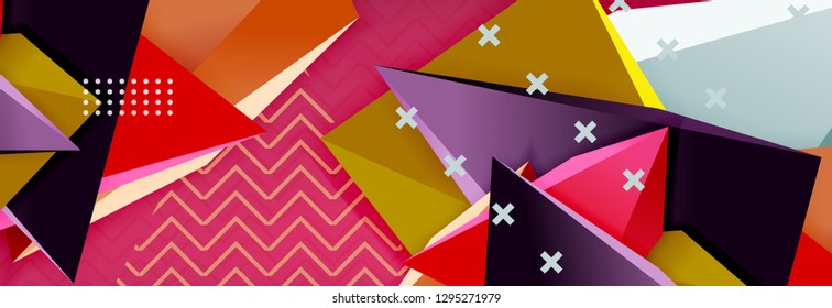 3d triangular shapes geometric background. Origami style pattern with triange shapes for decorative design. Poster design. Line design. Modern presentation vector template