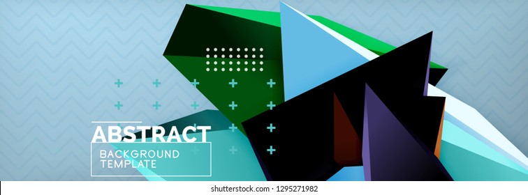3d triangular shapes geometric background. Origami style pattern with triange shapes for decorative design. Poster design. Line design. Modern presentation vector template