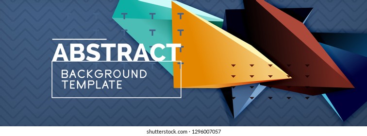 3d triangular shapes geometric background. Origami style pattern with triange shapes for decorative design. Poster design. Line design. Modern presentation vector template