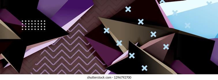 3d triangular shapes geometric background. Origami style pattern with triange shapes for decorative design. Poster design. Line design. Modern presentation vector template