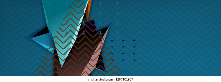 3d triangular shapes geometric background. Origami style pattern with triange shapes for decorative design. Poster design. Line design. Modern presentation vector template