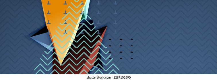 3d triangular shapes geometric background. Origami style pattern with triange shapes for decorative design. Poster design. Line design. Modern presentation vector template