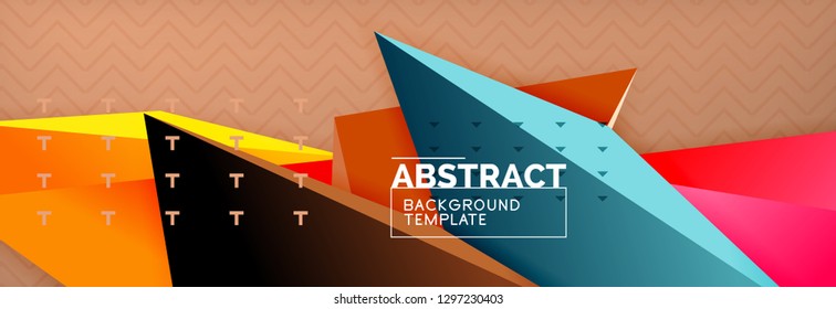 3d triangular shapes geometric background. Origami style pattern with triange shapes for decorative design. Poster design. Line design. Modern presentation vector template