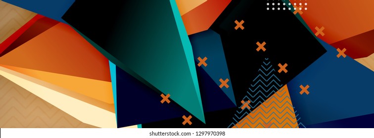 3d triangular shapes geometric background. Origami style pattern with triange shapes for decorative design. Poster design. Line design. Modern presentation vector template