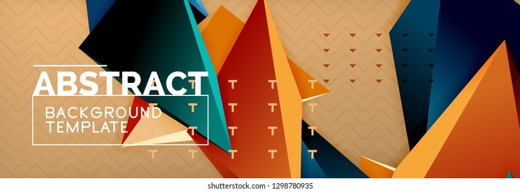 3d triangular shapes geometric background. Origami style pattern with triange shapes for decorative design. Poster design. Line design. Modern presentation vector template