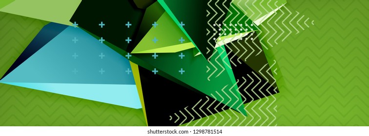 3d triangular shapes geometric background. Origami style pattern with triange shapes for decorative design. Poster design. Line design. Modern presentation vector template