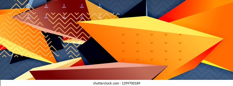3d triangular shapes geometric background. Origami style pattern with triange shapes for decorative design. Poster design. Line design. Modern presentation vector template