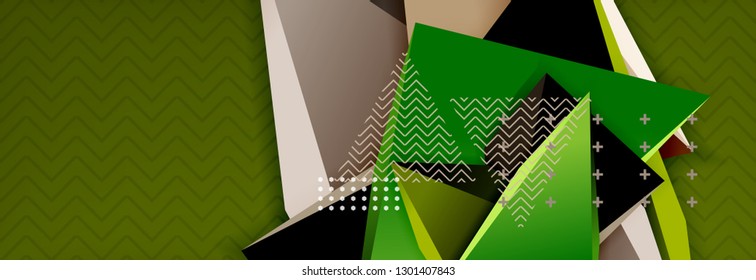 3d triangular shapes geometric background. Origami style pattern with triange shapes for decorative design. Poster design. Line design. Modern presentation vector template