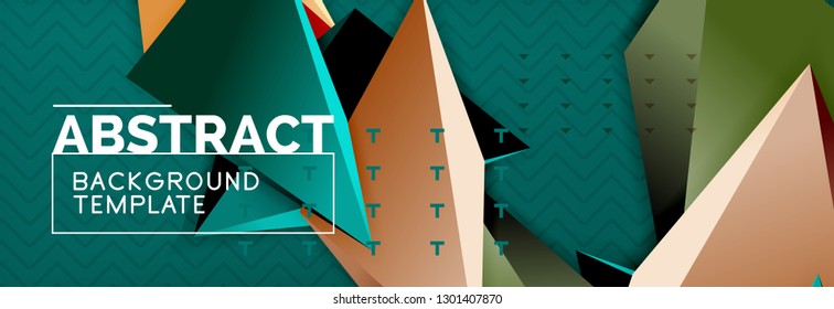 3d triangular shapes geometric background. Origami style pattern with triange shapes for decorative design. Poster design. Line design. Modern presentation vector template